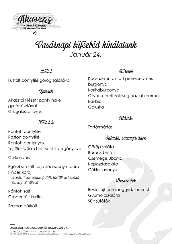 Vasárnapi büféebéd kínálatunk Vasárnapi büféebéd kínálatunk