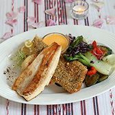 Pisztrángfilé roston és pisztáciás bundában